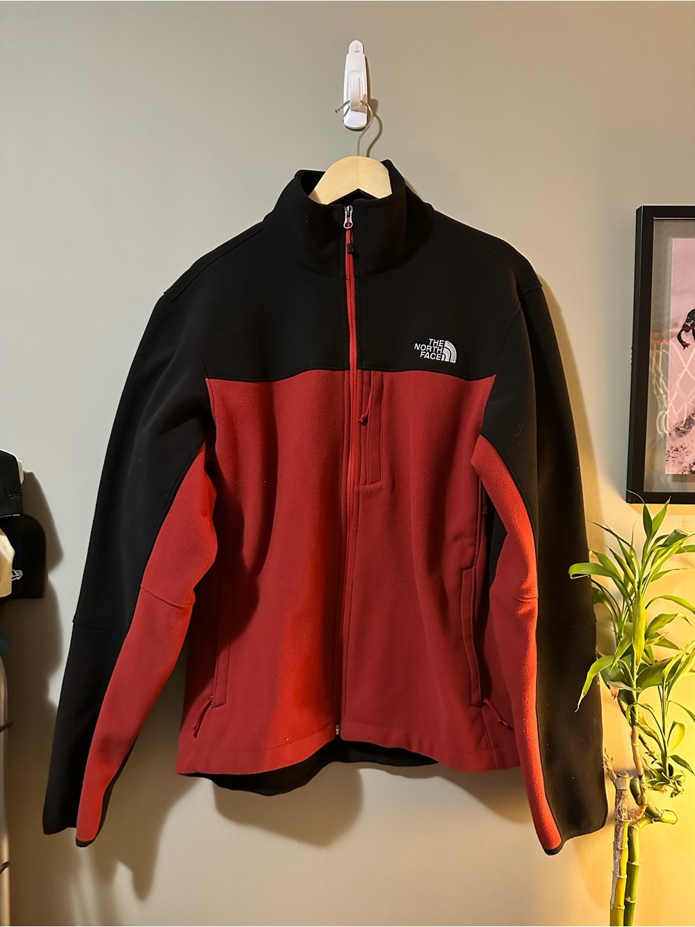 The North Face Men’s Black and Red Lightweight Fleece Jacket